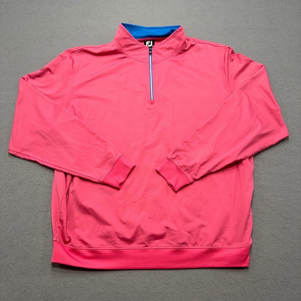 FootJoy FJ Sweater Men's 2XL Pink Quarter Zip Pullover Golf Athletic Activewear